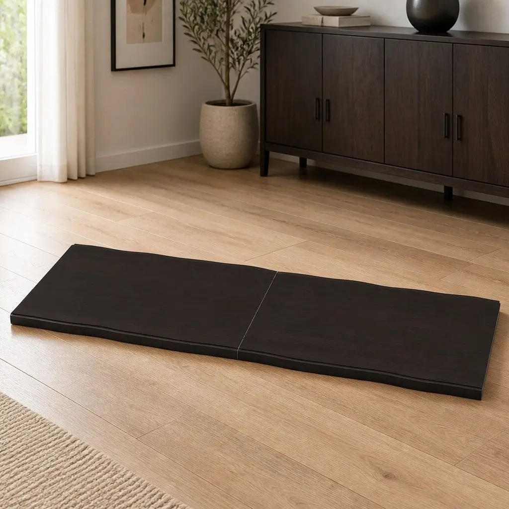 Solid Wood Table Top Dark Brown Live Edge 140x40cm Folding Board