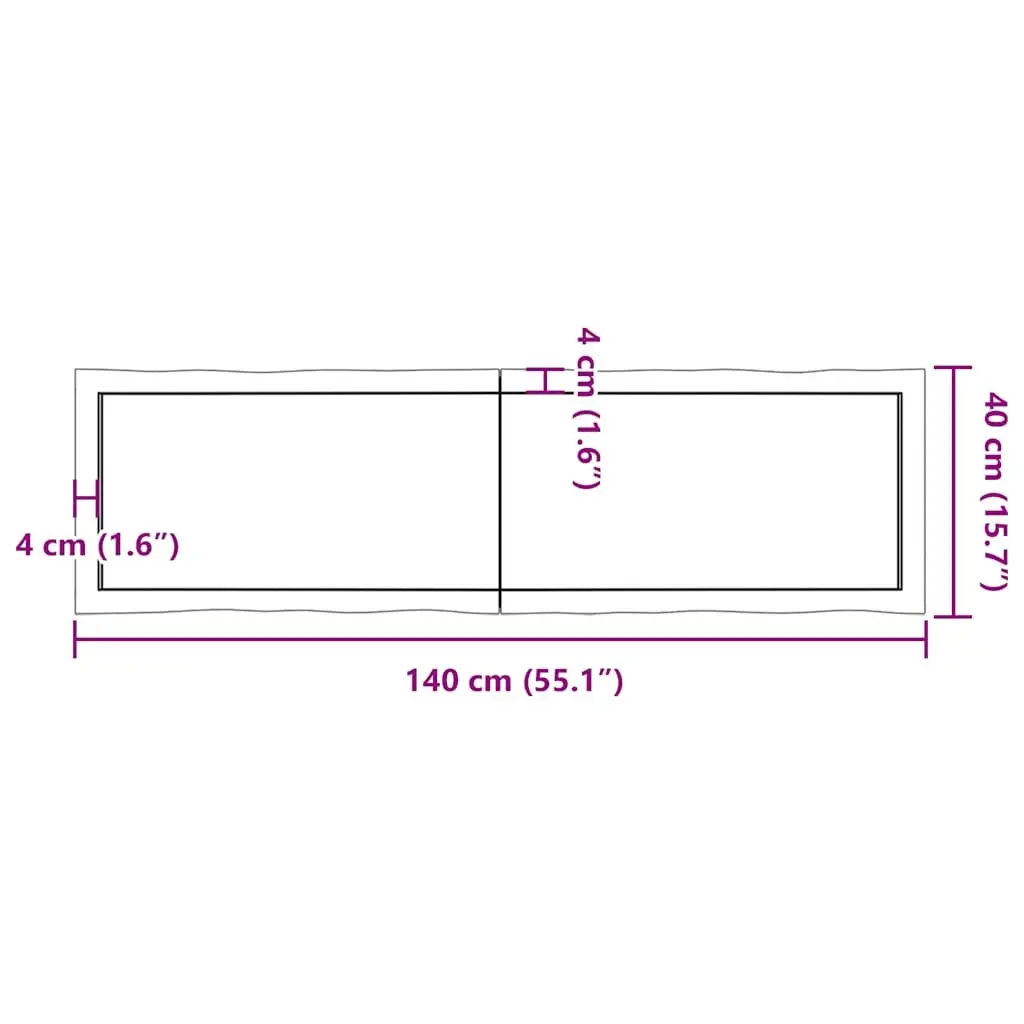 Solid Wood Table Top Dark Brown Live Edge 140x40cm Folding Board
