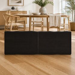 Handcrafted Solid Oak Wood Table Top with Live Edge 140x50cm
