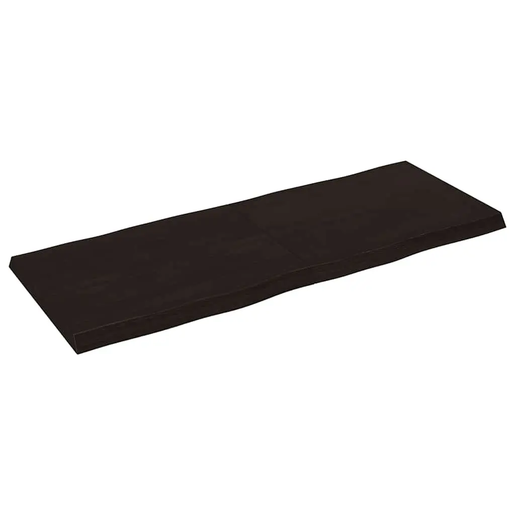 Folding Table Top Handcrafted Dark Brown Solid Oak Wood Live Edge 140x50cm