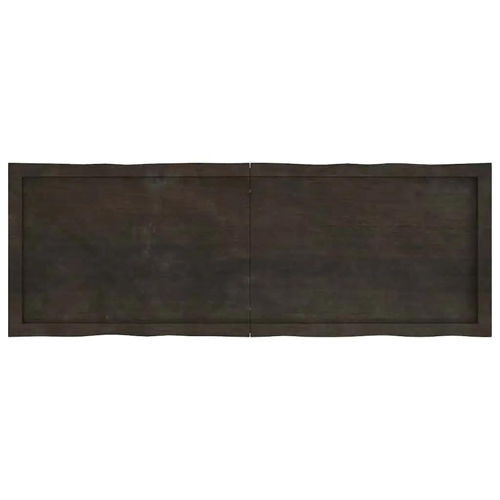 Folding Table Top Handcrafted Dark Brown Solid Oak Wood Live Edge 140x50cm