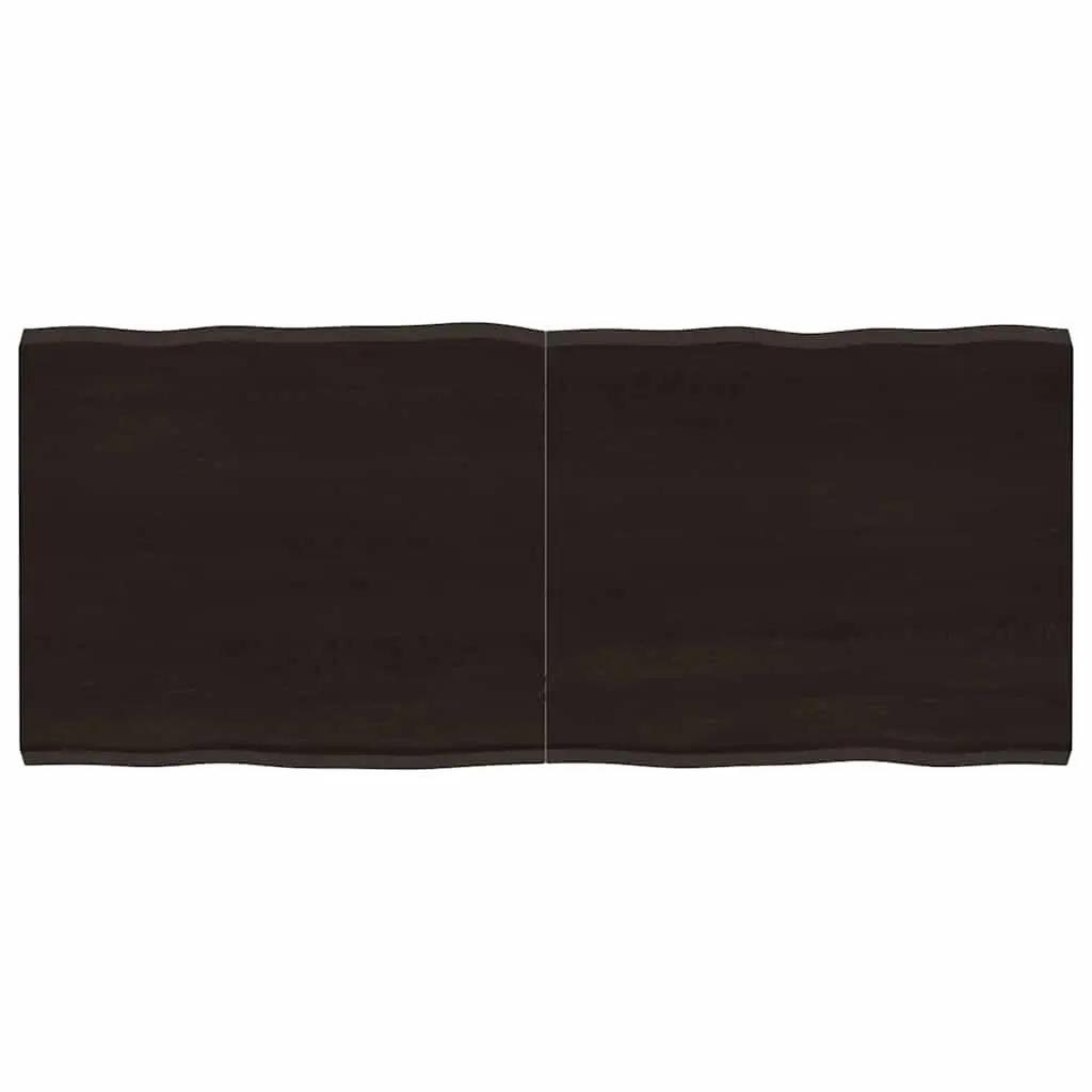 Wooden Table Top 140x60cm Dark Brown Treated Solid Oak Wood Live Edge Foldable