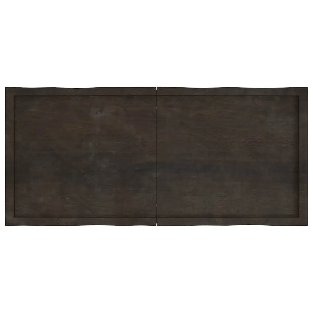 Wooden Table Top 140x60cm Dark Brown Treated Solid Oak Wood Live Edge Foldable