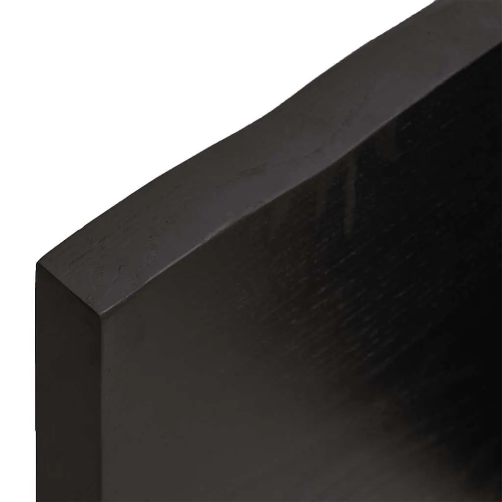 Wooden Table Top 140x60cm Dark Brown Treated Solid Oak Wood Live Edge Foldable
