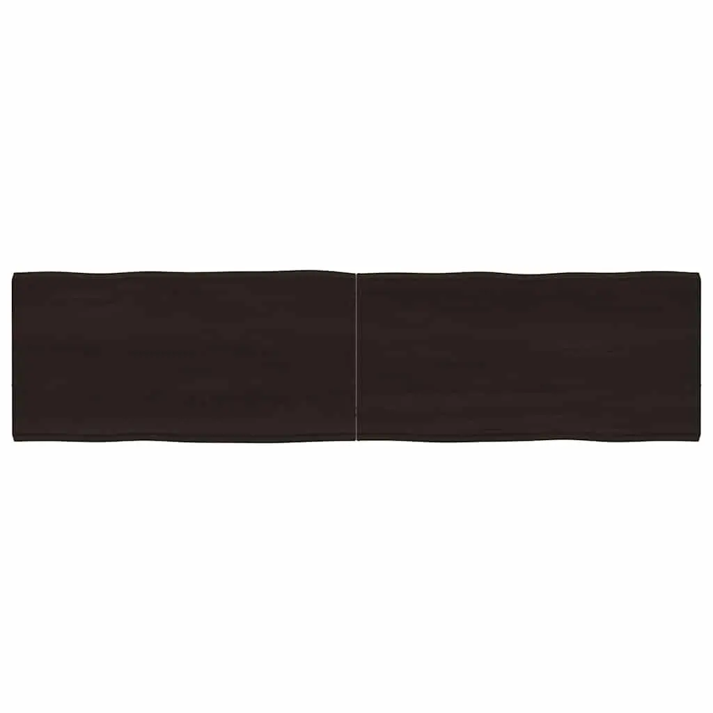 Solid Oak Wood Table Top Dark Brown Live Edge 160x40cm Foldable