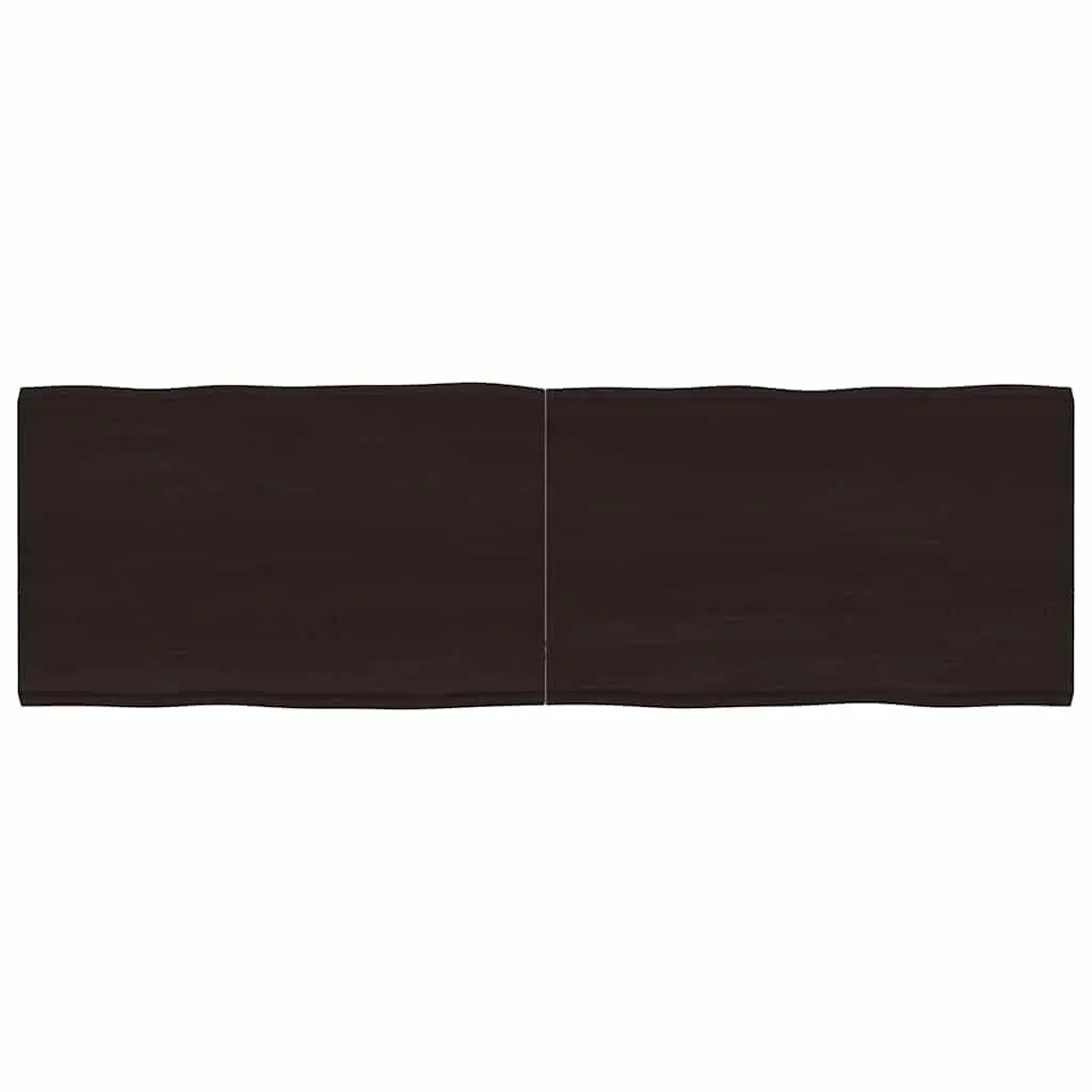 Wooden Table Top Live Edge Dark Brown Solid Oak Foldable 160 x 50 x 2-4 cm