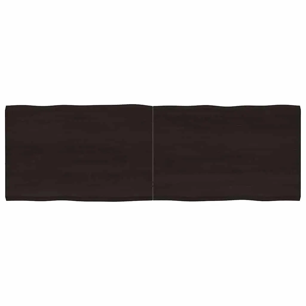 Solid Oak Foldable Table Top Live Edge Dark Brown 180x60cm