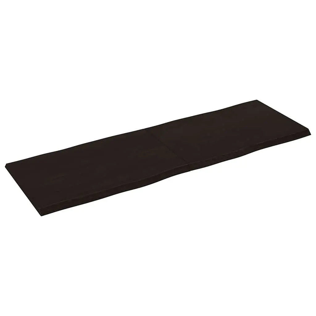 Solid Oak Foldable Table Top Live Edge Dark Brown 180x60cm