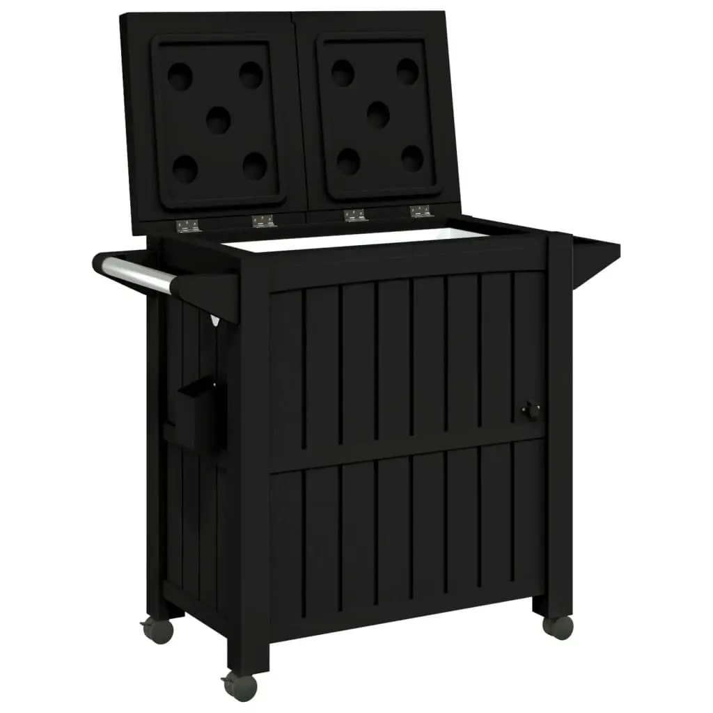 3-in-1 Serving Cart Rolling Kitchen Trolley with Ice Bucket Black Polypropylene