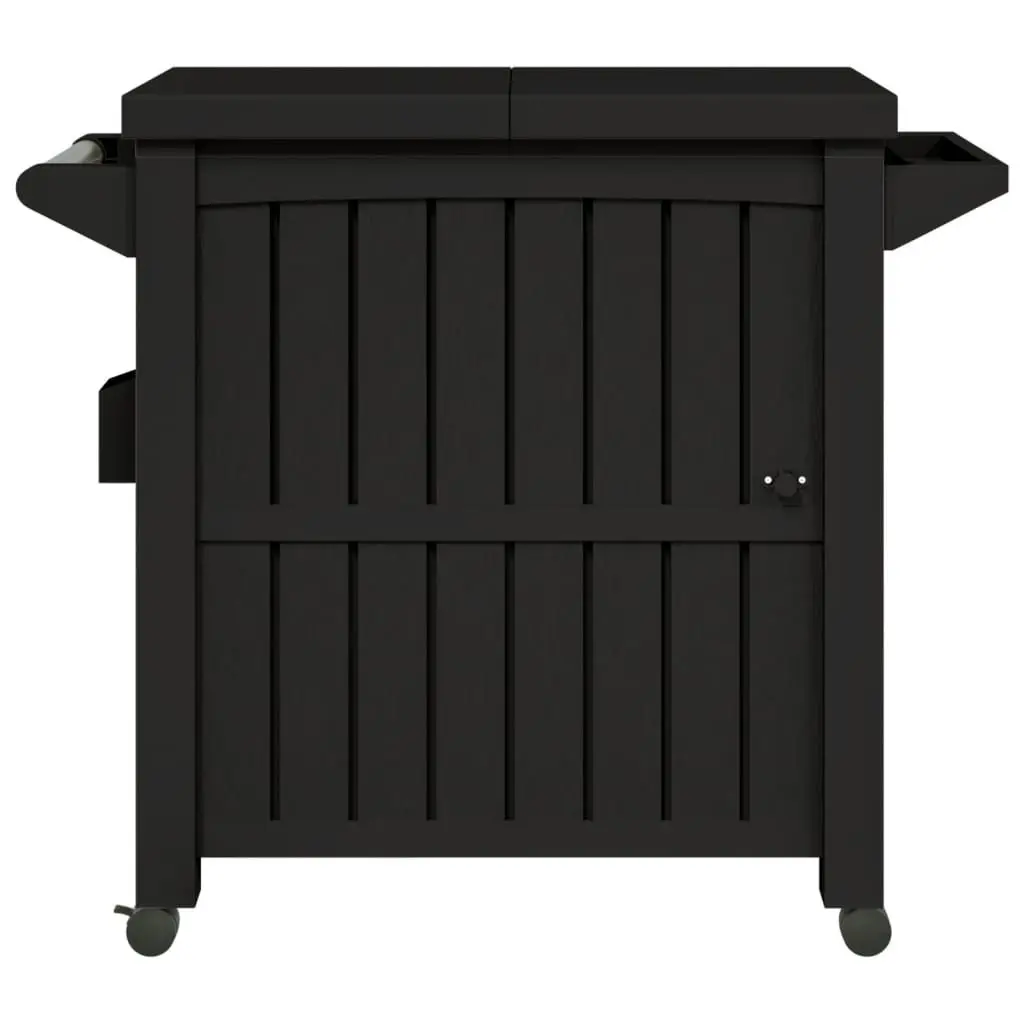 3-in-1 Serving Cart Rolling Kitchen Trolley with Ice Bucket Black Polypropylene