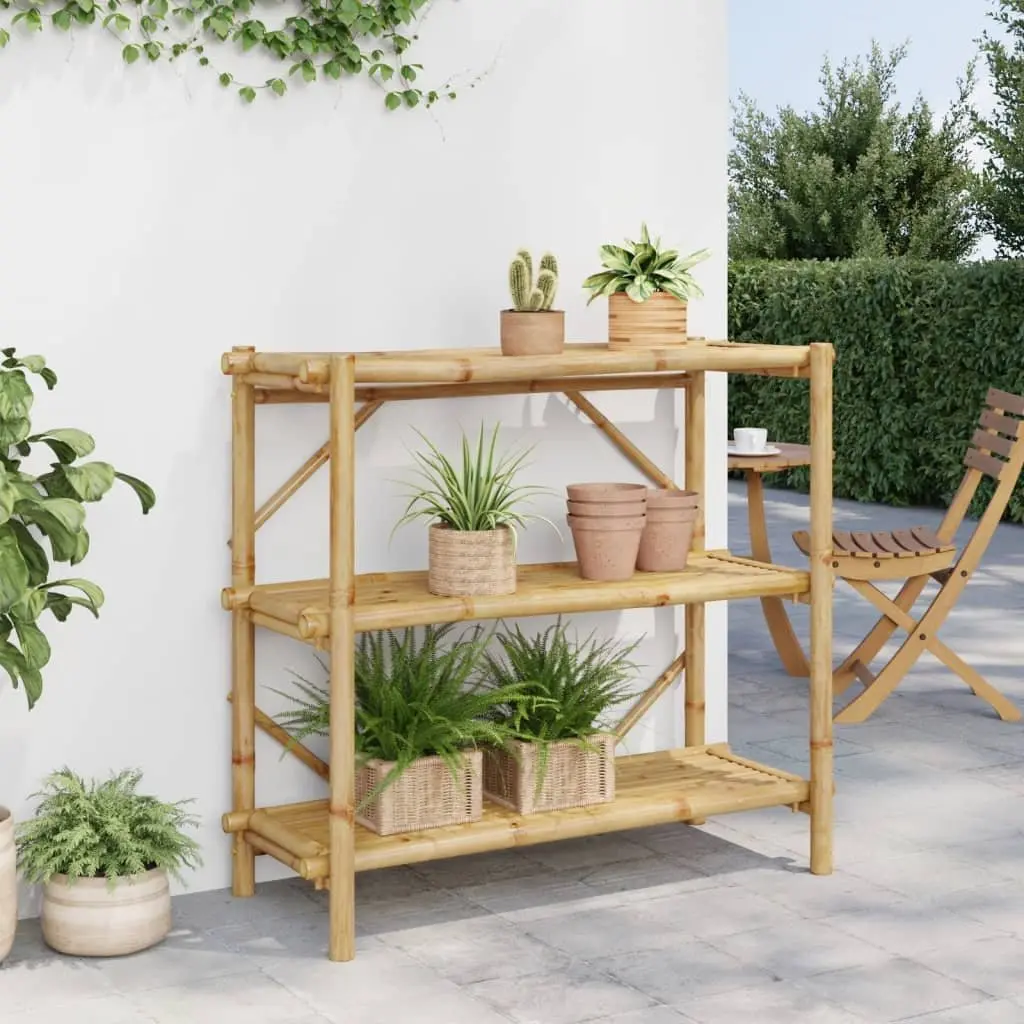 Bamboo Storage Shelf Brown 100x40x90 cm 3-Tier Open Display Bookcase Organiser