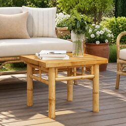 Brown Bamboo Slat Coffee Table for Indoor & Outdoor Use