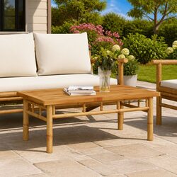 Bamboo Slat Coffee Table 90x50x35cm for Cozy Spaces