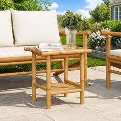 Bamboo Coffee Table with Storage 45x45x45 cm in Brown