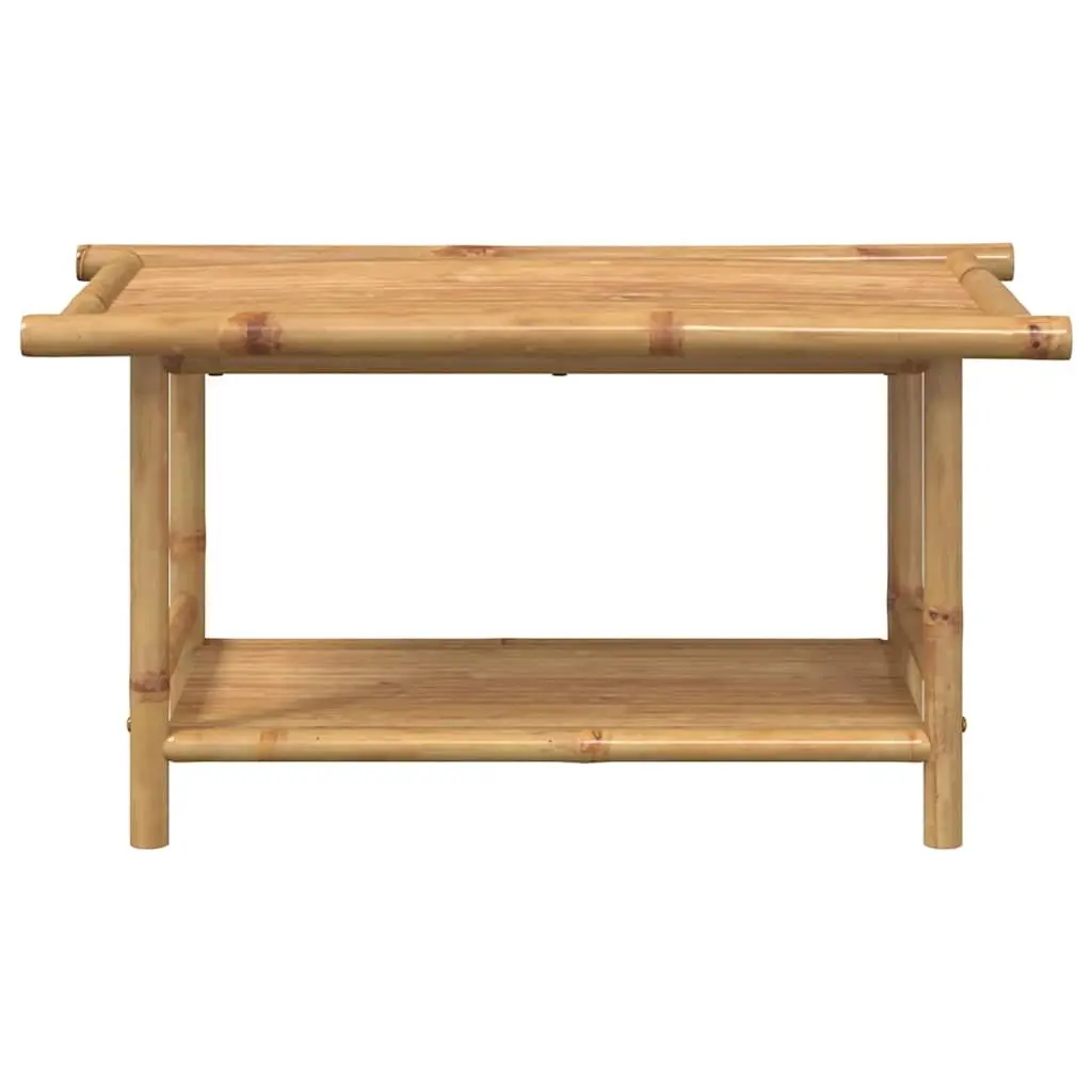 Brown Bamboo Slat Coffee Table with Storage
