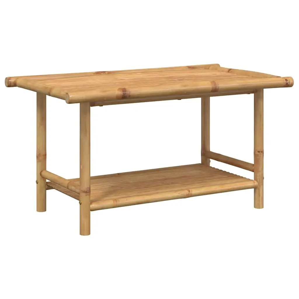 Brown Bamboo Slat Coffee Table with Storage