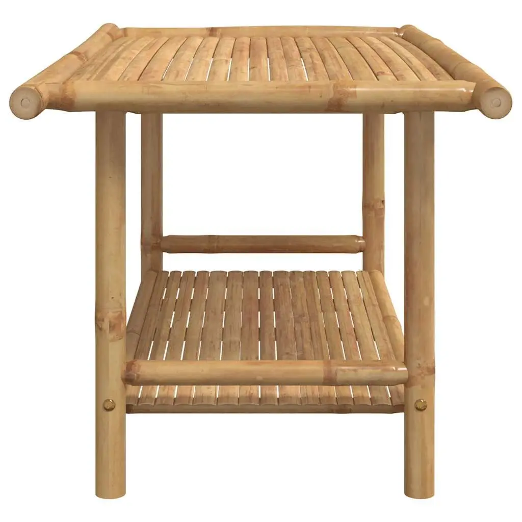 Brown Bamboo Slat Coffee Table with Storage