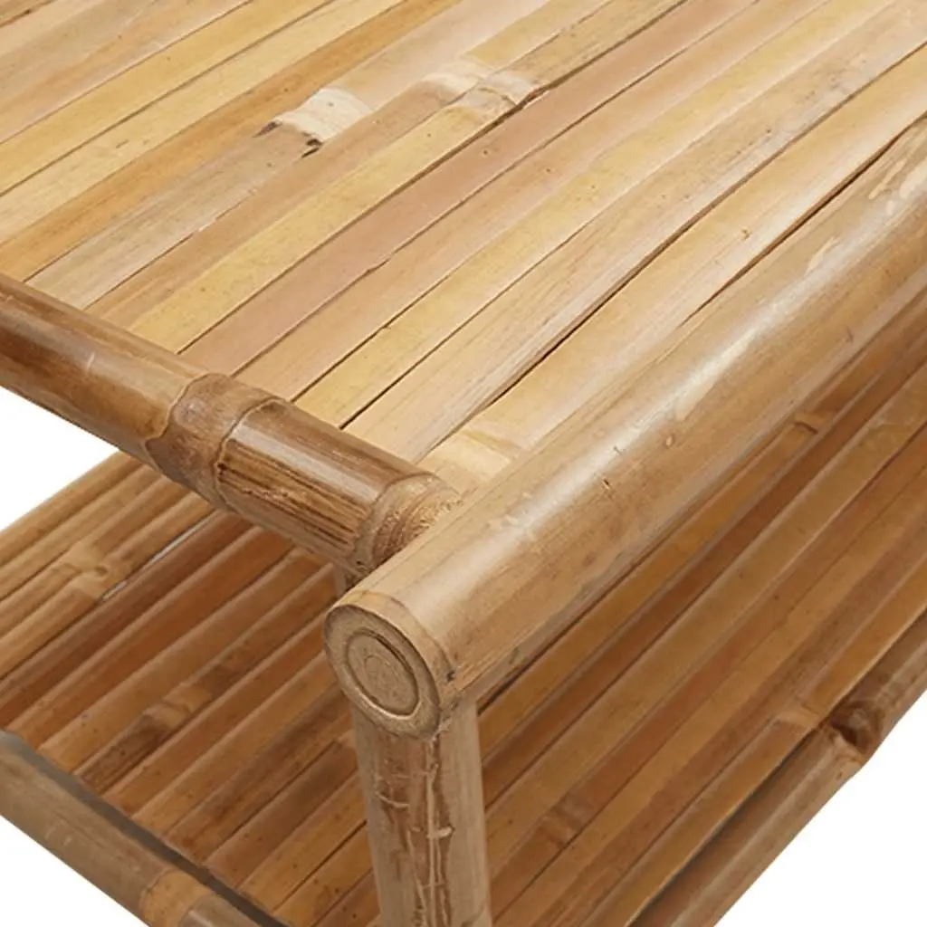Brown Bamboo Slat Coffee Table with Storage