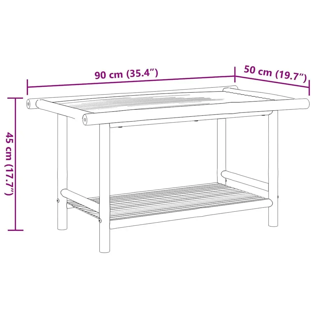 Brown Bamboo Slat Coffee Table with Storage