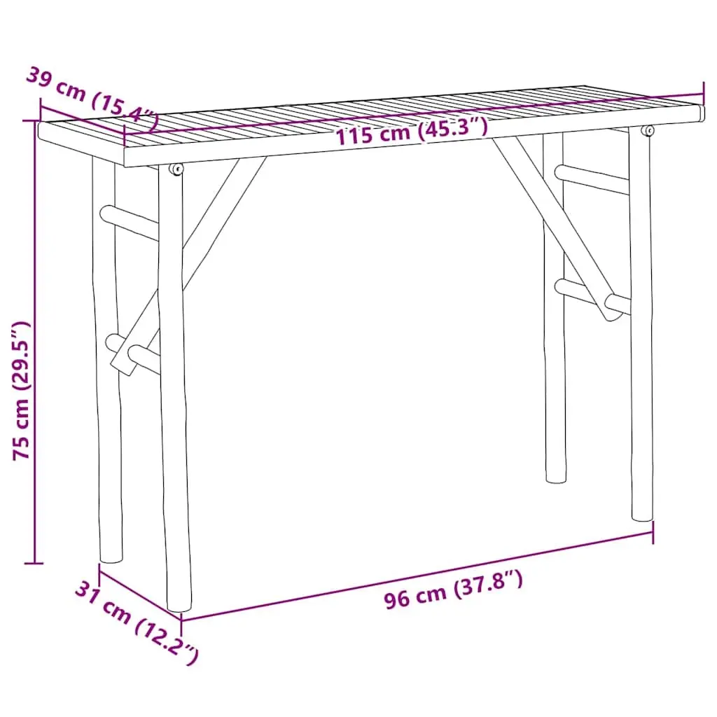 Bamboo Console Table 115x39x75cm for Living Spaces