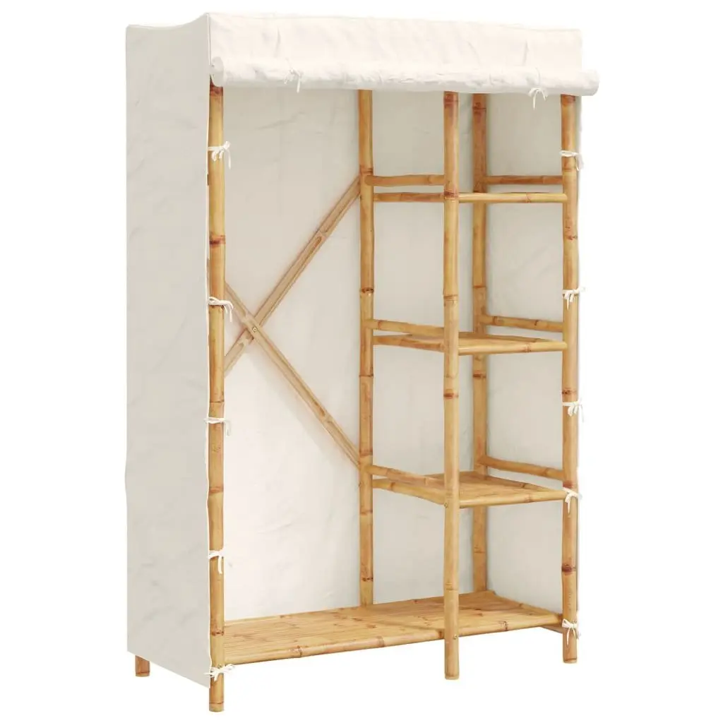 Bamboo Wardrobe Cupboard Brown 110x45x170cm Storage Cabinet