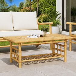 Bamboo Coffee Table with Storage 110x55x45 cm Brown