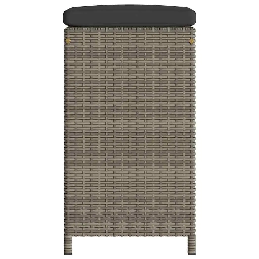Outdoor Bar Stools Set Grey Cushioned 6 Piece PE Rattan