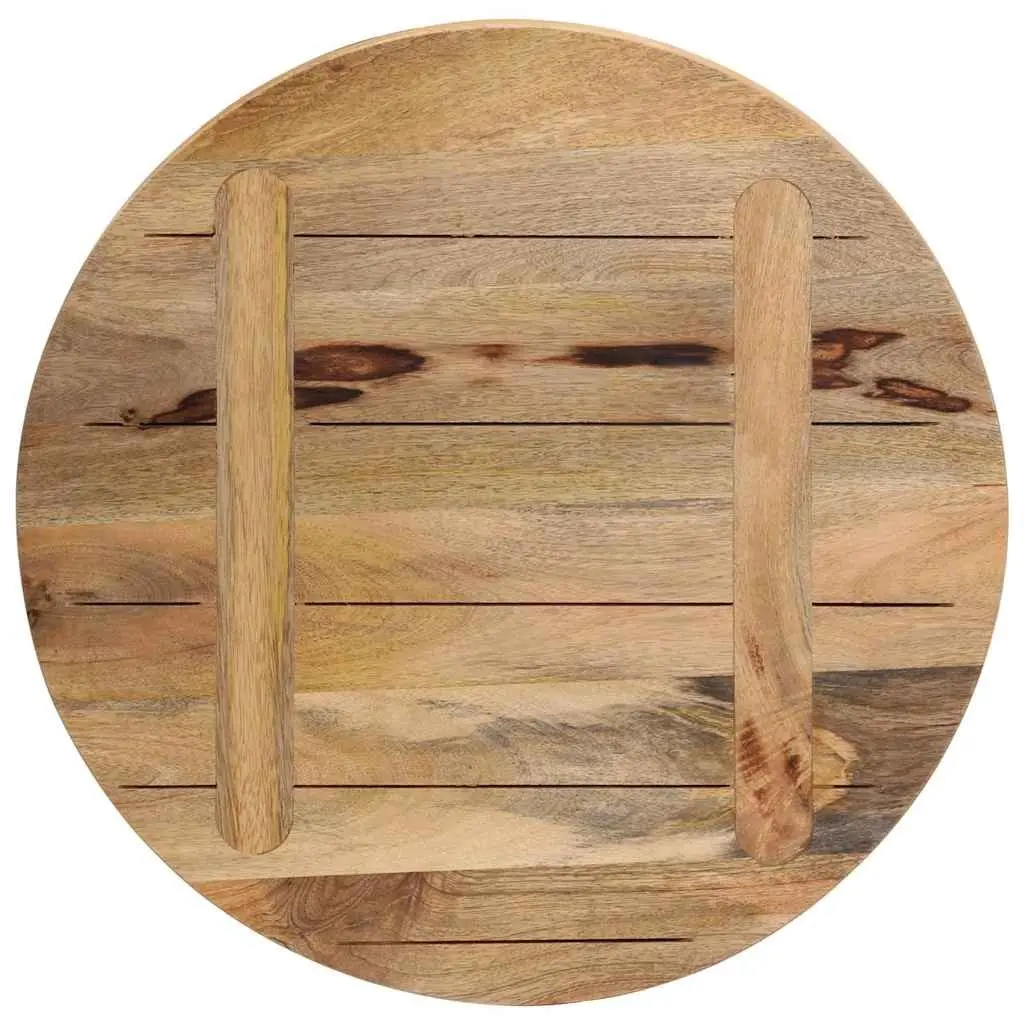 Round Wooden Table Top 50cm Diameter Solid Mango Wood Rustic Brown Tabletop