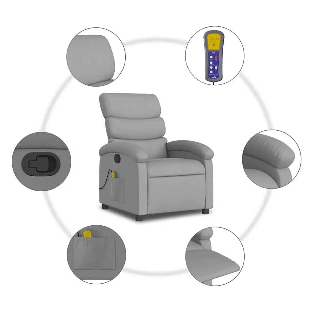 Grey Fabric Massage Recliner Chair with 6 Vibration Points