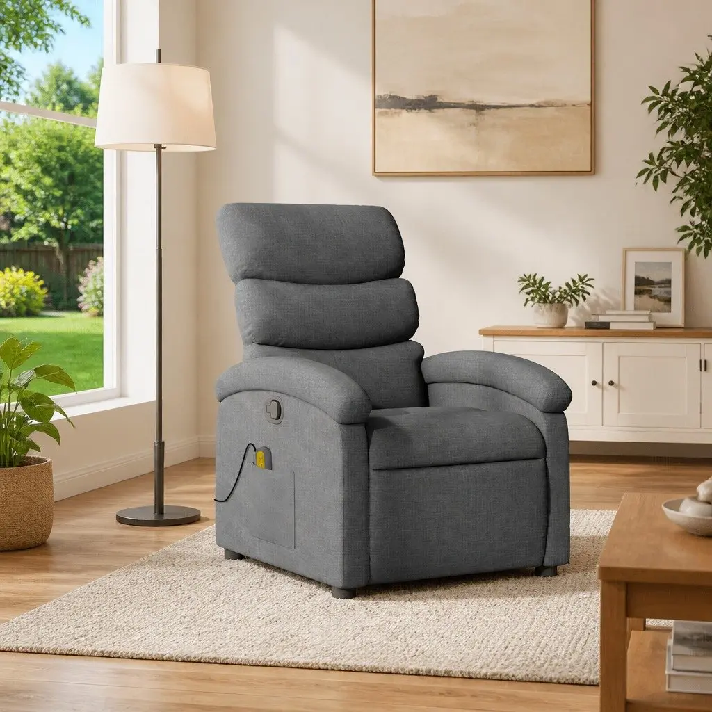Grey Fabric Massage Recliner Chair with Vibration