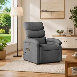 Grey Fabric Massage Recliner Chair with Vibration