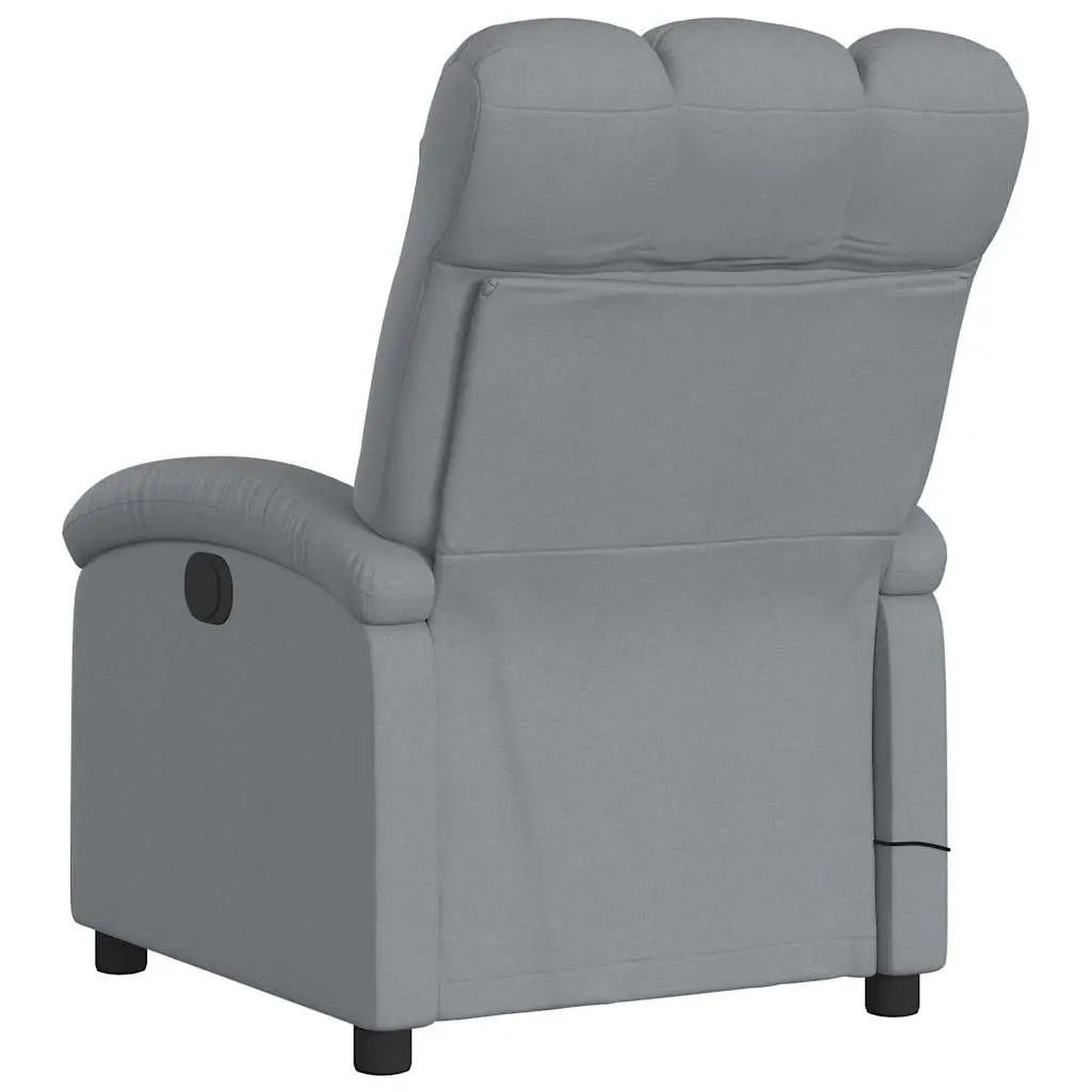 Massage Recliner Chair Light Grey Fabric Manual Recline 6 Vibration Points