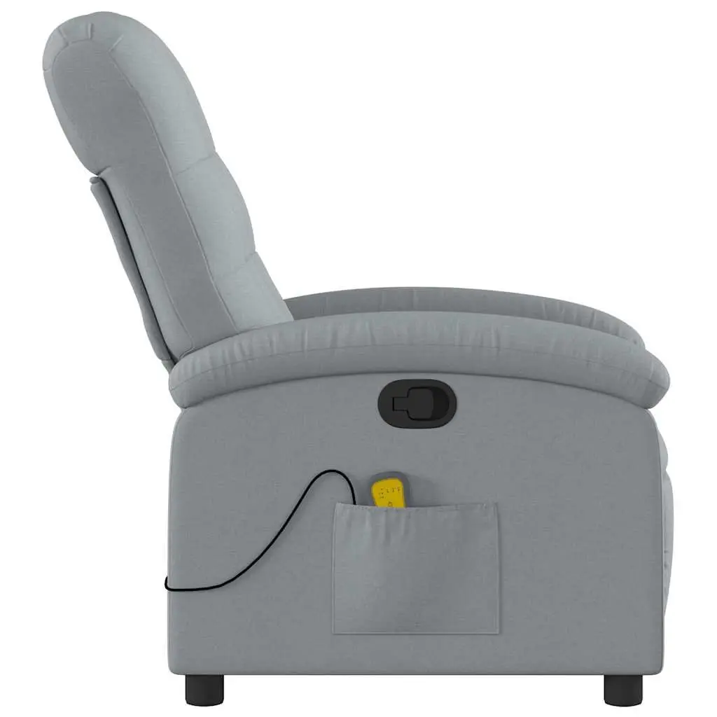 Massage Recliner Chair Light Grey Fabric Manual Recline 6 Vibration Points