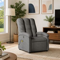 Grey Fabric Massage Recliner Chair with 6 Vibration Points
