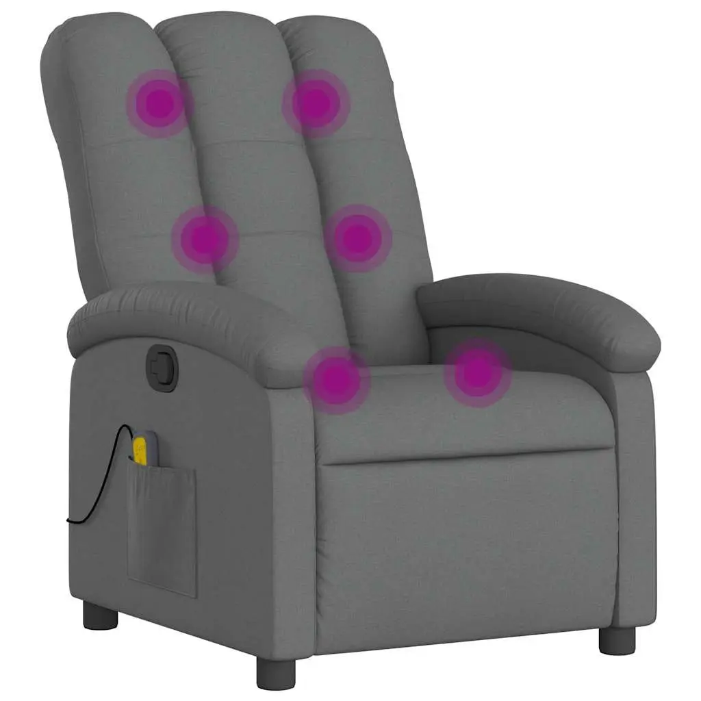Grey Fabric Massage Recliner Chair with 6 Vibration Points