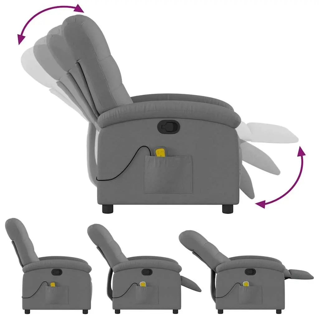 Grey Fabric Massage Recliner Chair with 6 Vibration Points