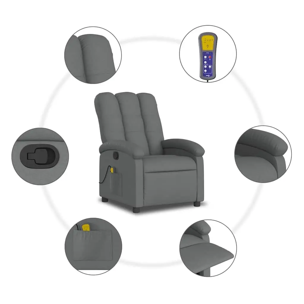 Grey Fabric Massage Recliner Chair with 6 Vibration Points