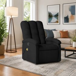 Black Fabric Massage Recliner Chair with Vibration Points