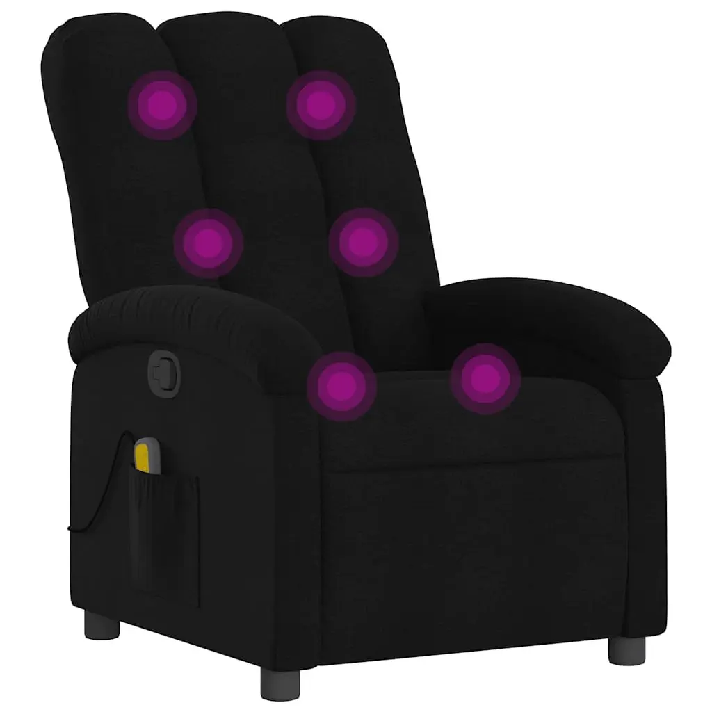 Black Fabric Massage Recliner Chair with Vibration Points