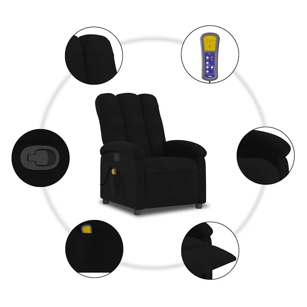 Black Fabric Massage Recliner Chair with Vibration Points