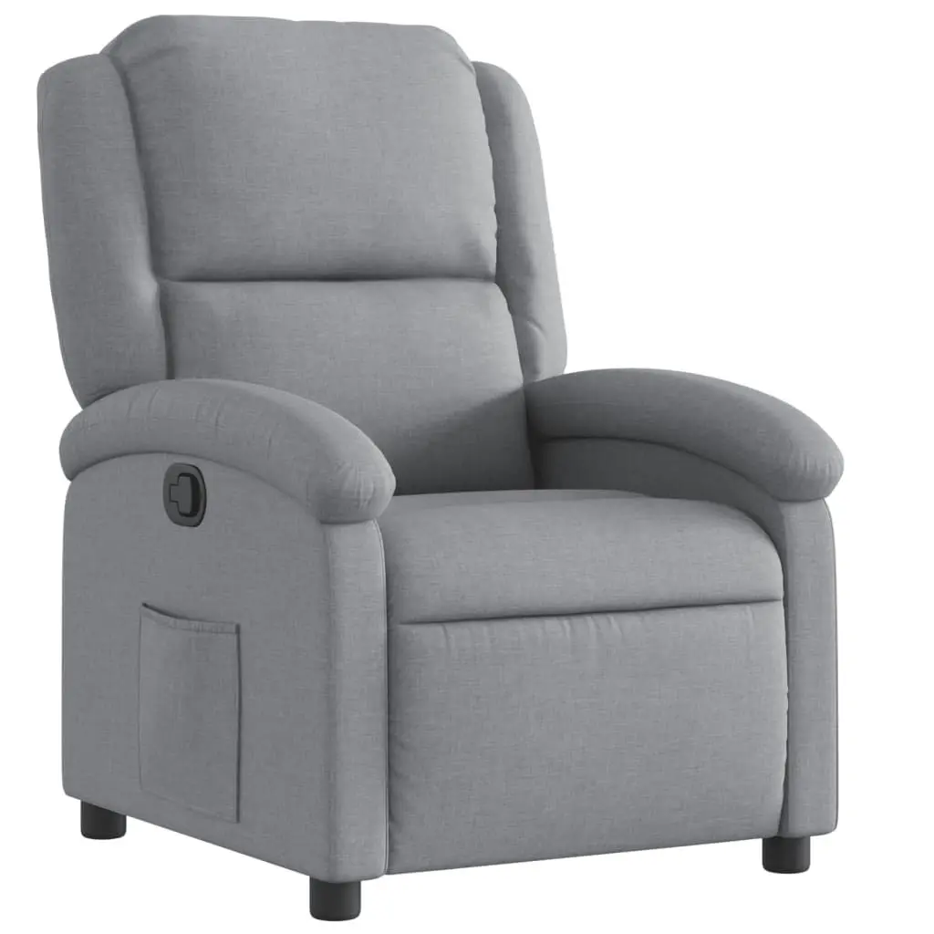 Recliner Chair Manual Reclining Grey Fabric Lounge Seat Adjustable 135 Degrees