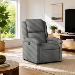 Comfortable Grey Fabric Recliner Chair with Footrest