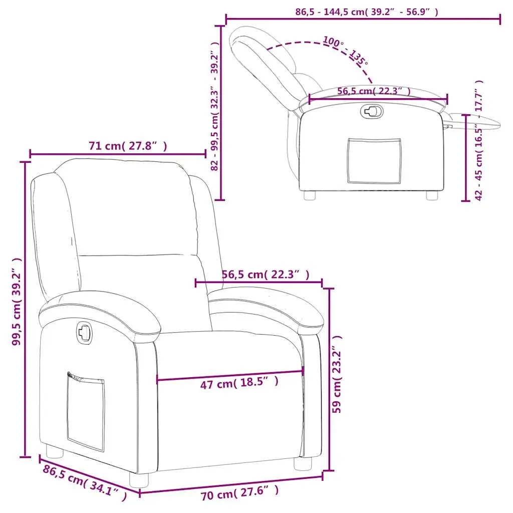 Grey Fabric Recliner Chair with Footrest