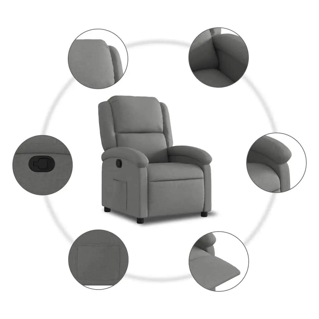 Grey Fabric Recliner Chair with Footrest