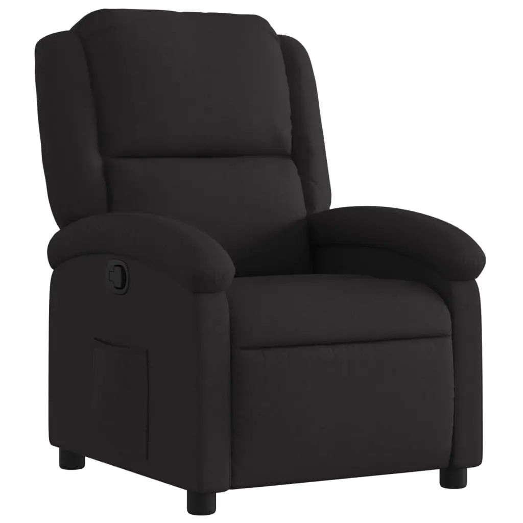 Recliner Chair Black Fabric Manual Reclining Armchair