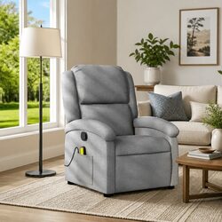 Light Grey Fabric Massage Recliner Chair with Vibration