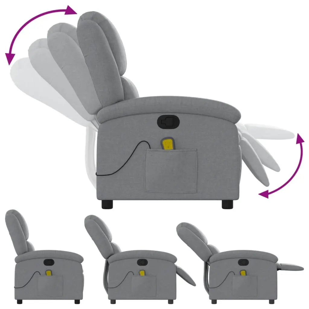 Massage Recliner Chair Light Grey Fabric Manual Reclining Armchair Vibration 6 Points