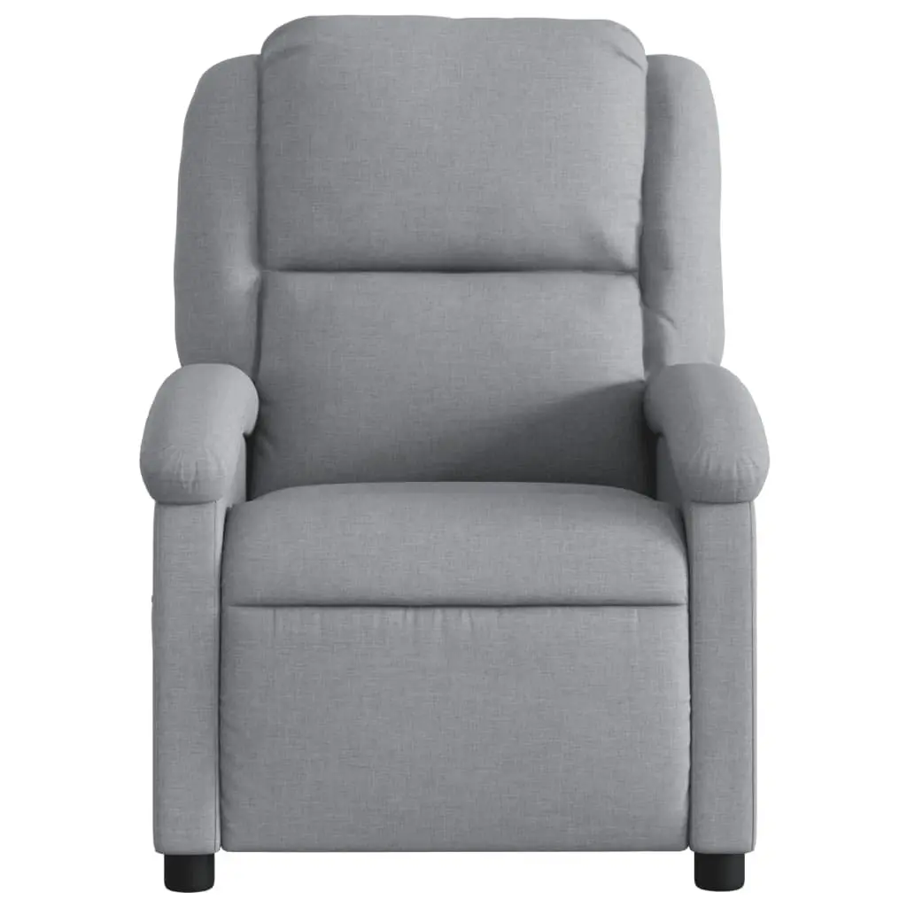 Massage Recliner Chair Light Grey Fabric Manual Reclining Armchair Vibration 6 Points