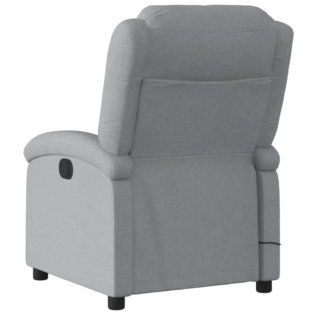 Massage Recliner Chair Light Grey Fabric Manual Reclining Armchair Vibration 6 Points