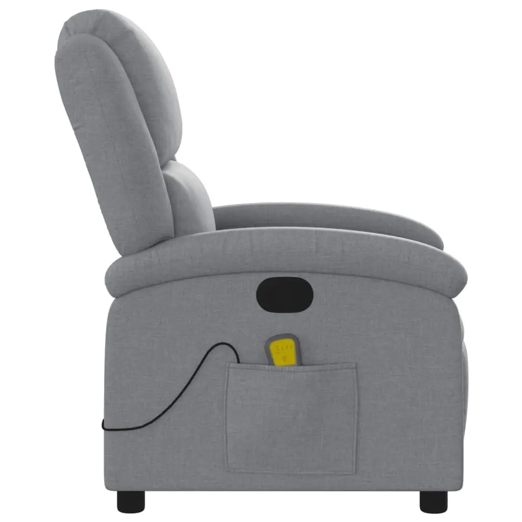 Massage Recliner Chair Light Grey Fabric Manual Reclining Armchair Vibration 6 Points